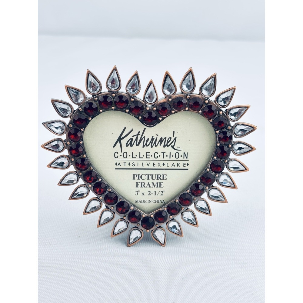 Vintage Katherine's Collection Ruby Brooch Mini Heart Jeweled Picture Frame